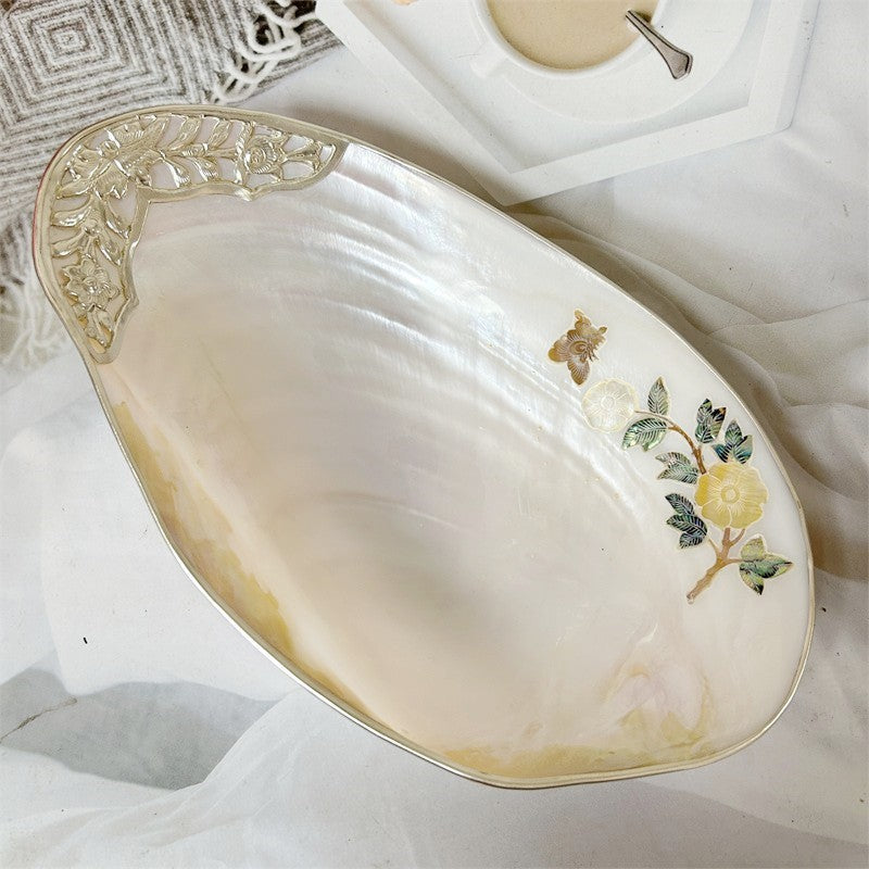 Luxury Natural Pearl Shell Tray for Jewelry Storage and Home Decor Fruit Serving Dish