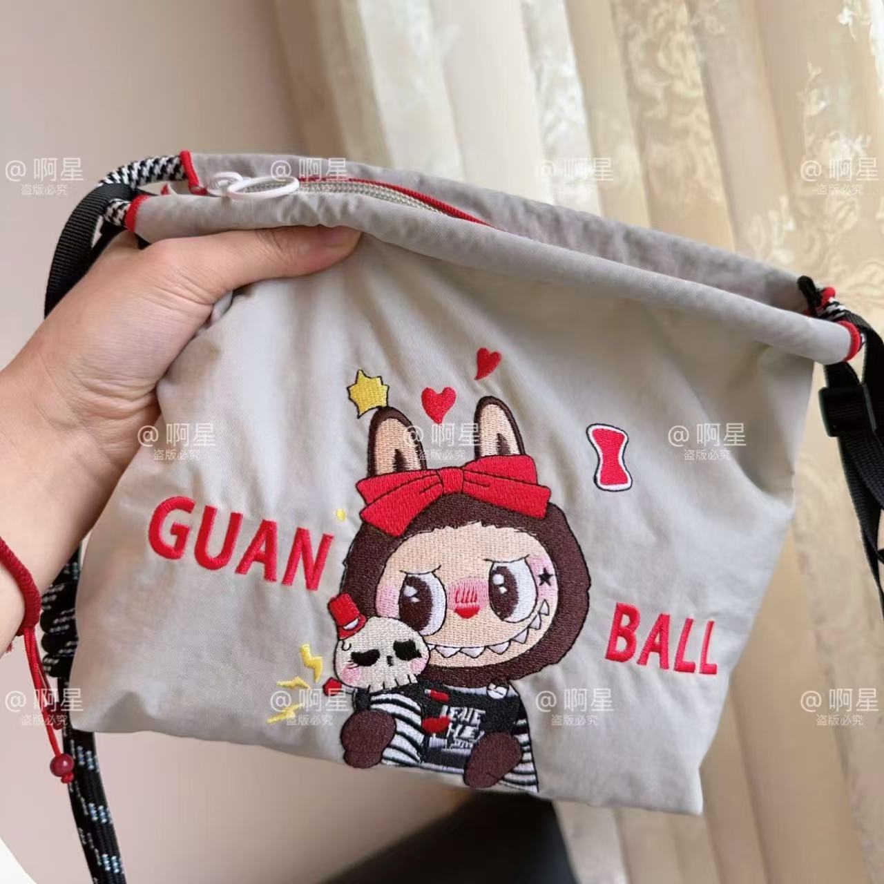 Embroidery Labubu Shoulder Bag Size S