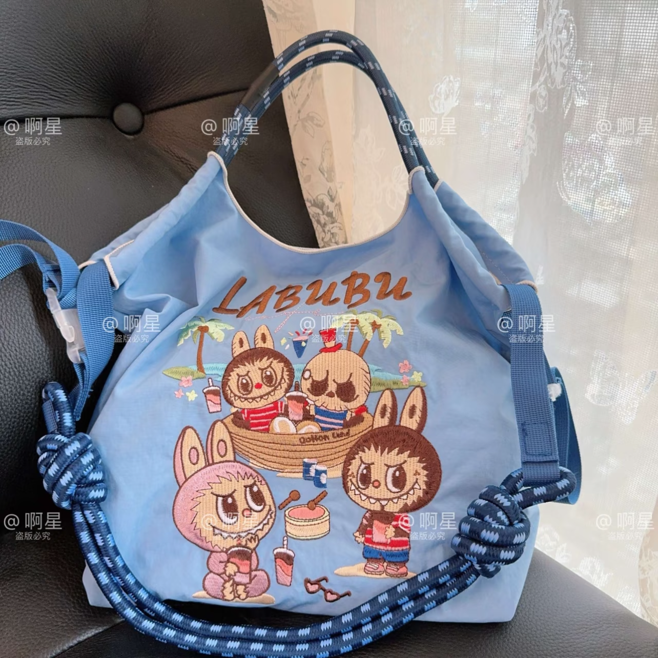 Embroidery Labubu Shoulder Bag Size M