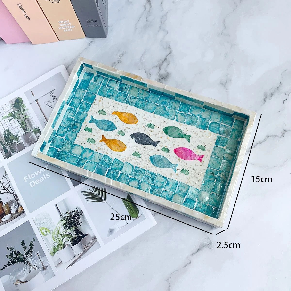 Natural Luxury Pearl Shell Tray Rectangular Nordic Style Fruit Dessert Decorative Shell Serving Tray