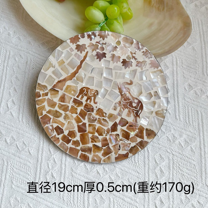 Handmade Natural Pearl Shell Hot Pad Colorful Design