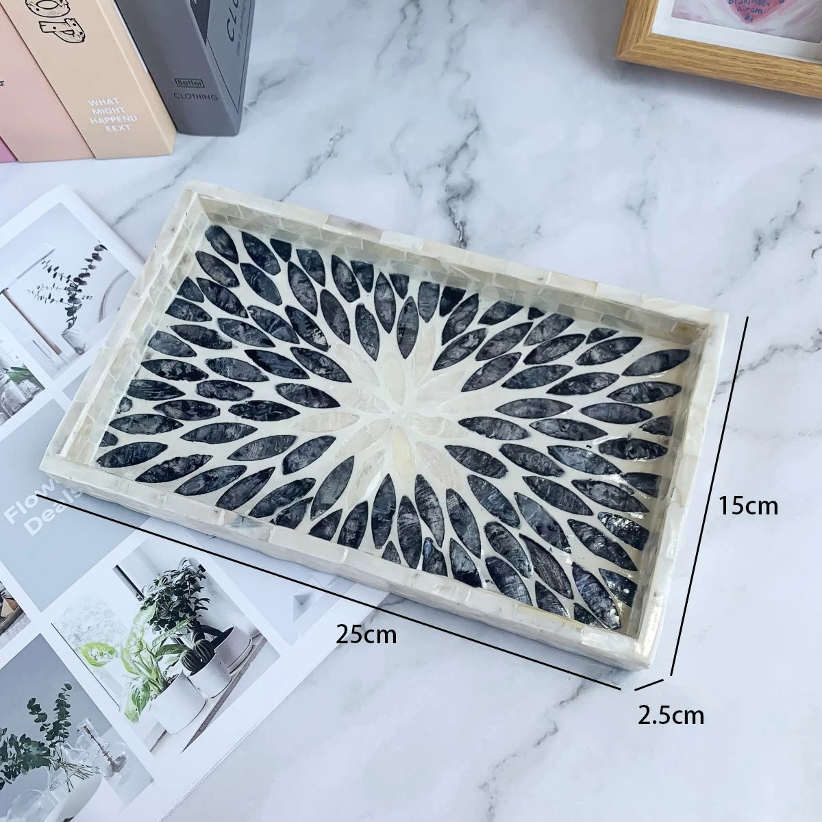Natural Luxury Pearl Shell Tray Rectangular Nordic Style Fruit Dessert Decorative Shell Serving Tray