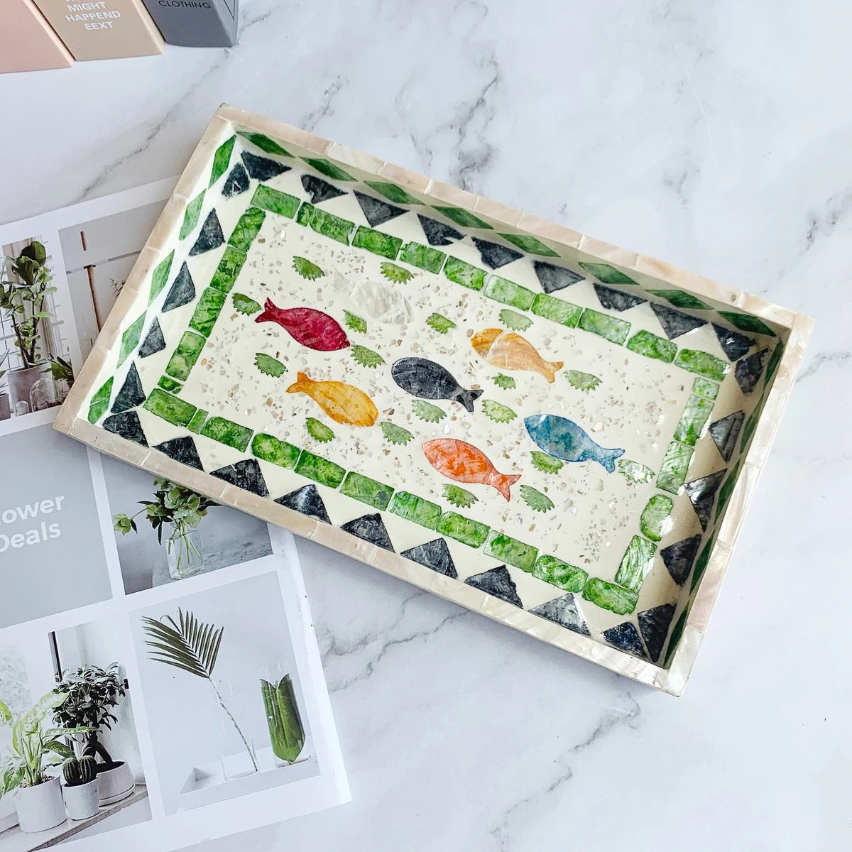 Natural Luxury Pearl Shell Tray Rectangular Nordic Style Fruit Dessert Decorative Shell Serving Tray