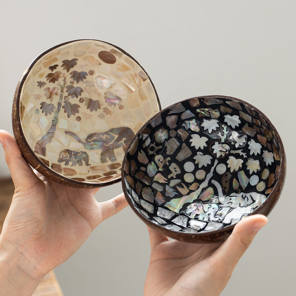 Natural Handmade Coconut Pearl Shell Bowl for Jewelry Storage and Home Decor
