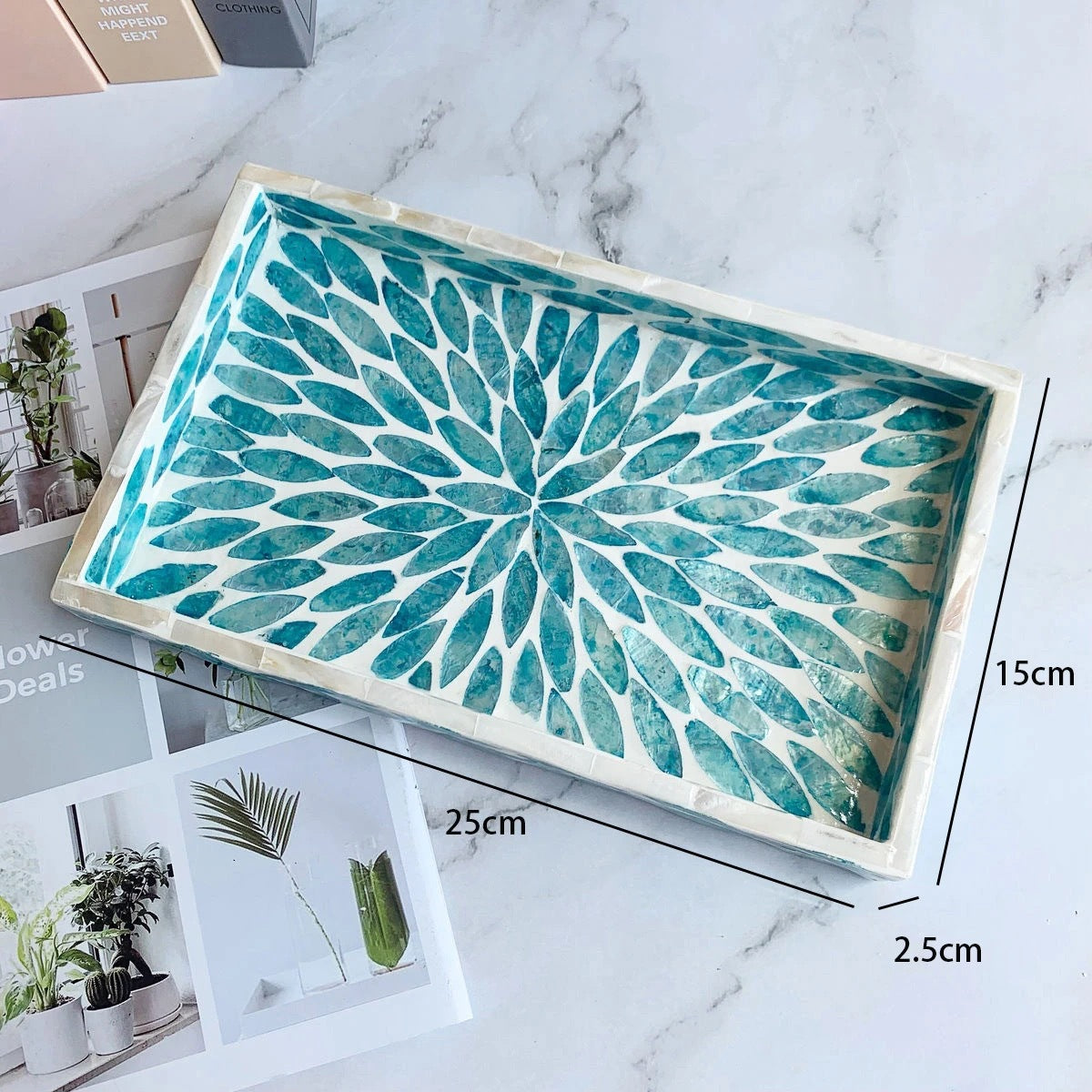 Natural Luxury Pearl Shell Tray Rectangular Nordic Style Fruit Dessert Decorative Shell Serving Tray