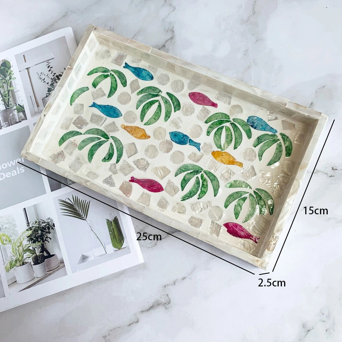 Natural Luxury Pearl Shell Tray Rectangular Nordic Style Fruit Dessert Decorative Shell Serving Tray