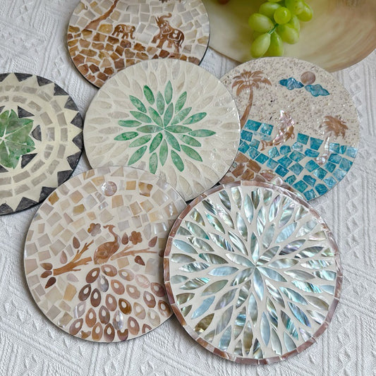 Handmade Natural Pearl Shell Hot Pad Colorful Design
