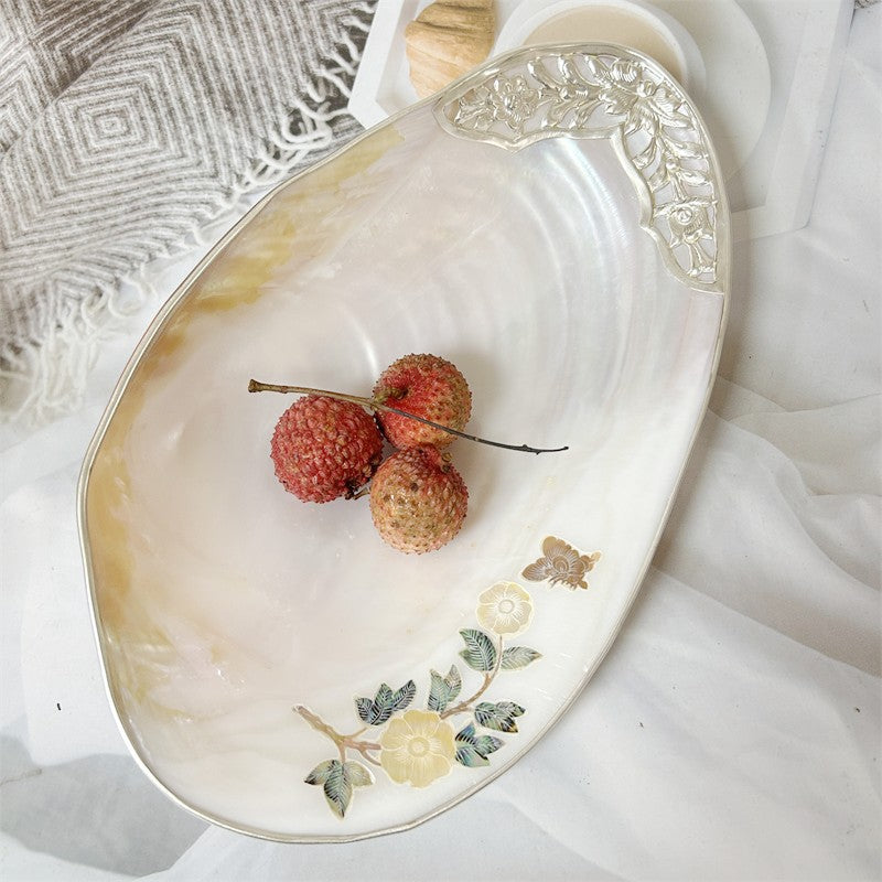 Luxury Natural Pearl Shell Tray for Jewelry Storage and Home Decor Fruit Serving Dish