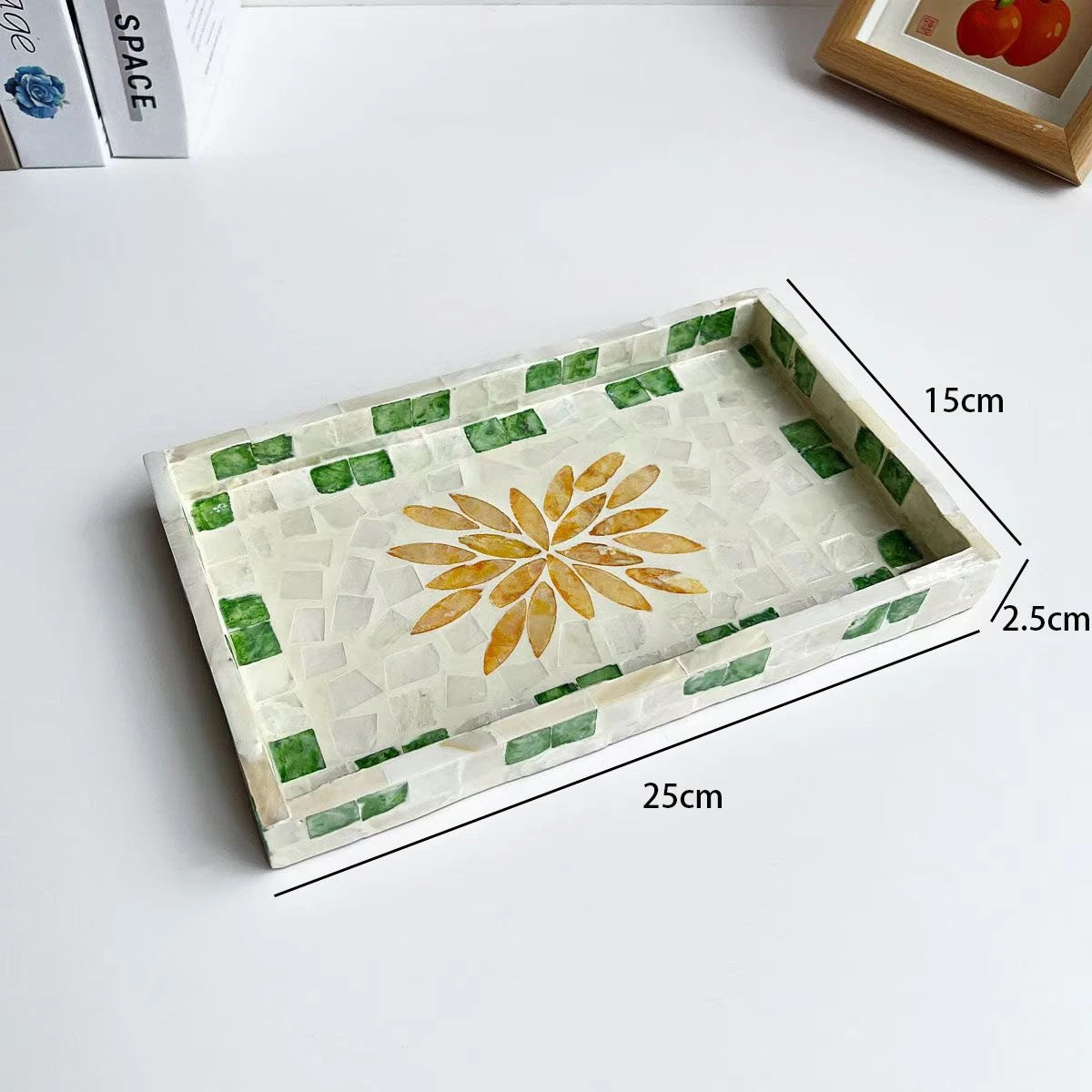 Natural Luxury Pearl Shell Tray Rectangular Nordic Style Fruit Dessert Decorative Shell Serving Tray