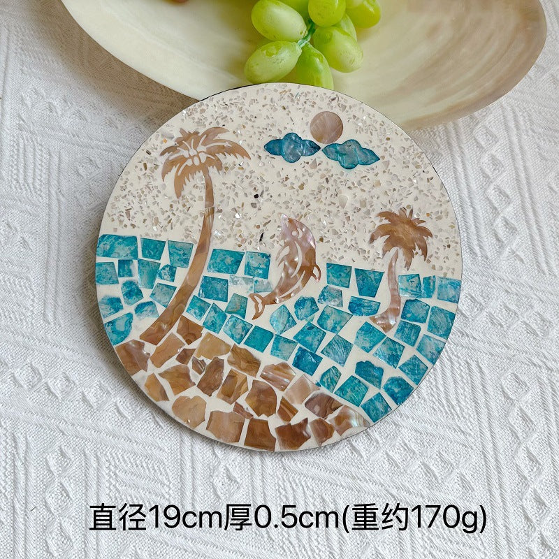 Handmade Natural Pearl Shell Hot Pad Colorful Design