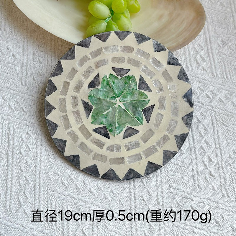 Handmade Natural Pearl Shell Hot Pad Colorful Design