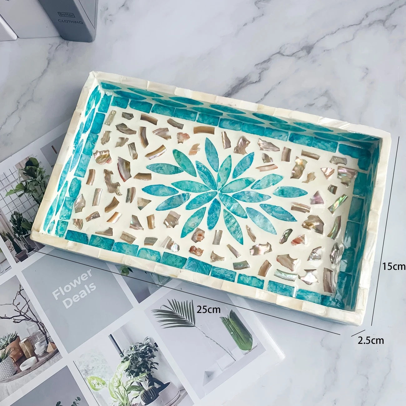 Natural Luxury Pearl Shell Tray Rectangular Nordic Style Fruit Dessert Decorative Shell Serving Tray
