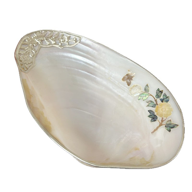 Luxury Natural Pearl Shell Tray for Jewelry Storage and Home Decor Fruit Serving Dish