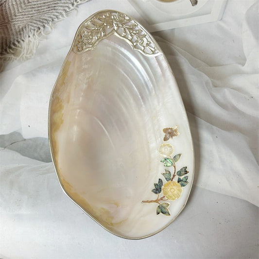 Luxury Natural Pearl Shell Tray for Jewelry Storage and Home Decor Fruit Serving Dish