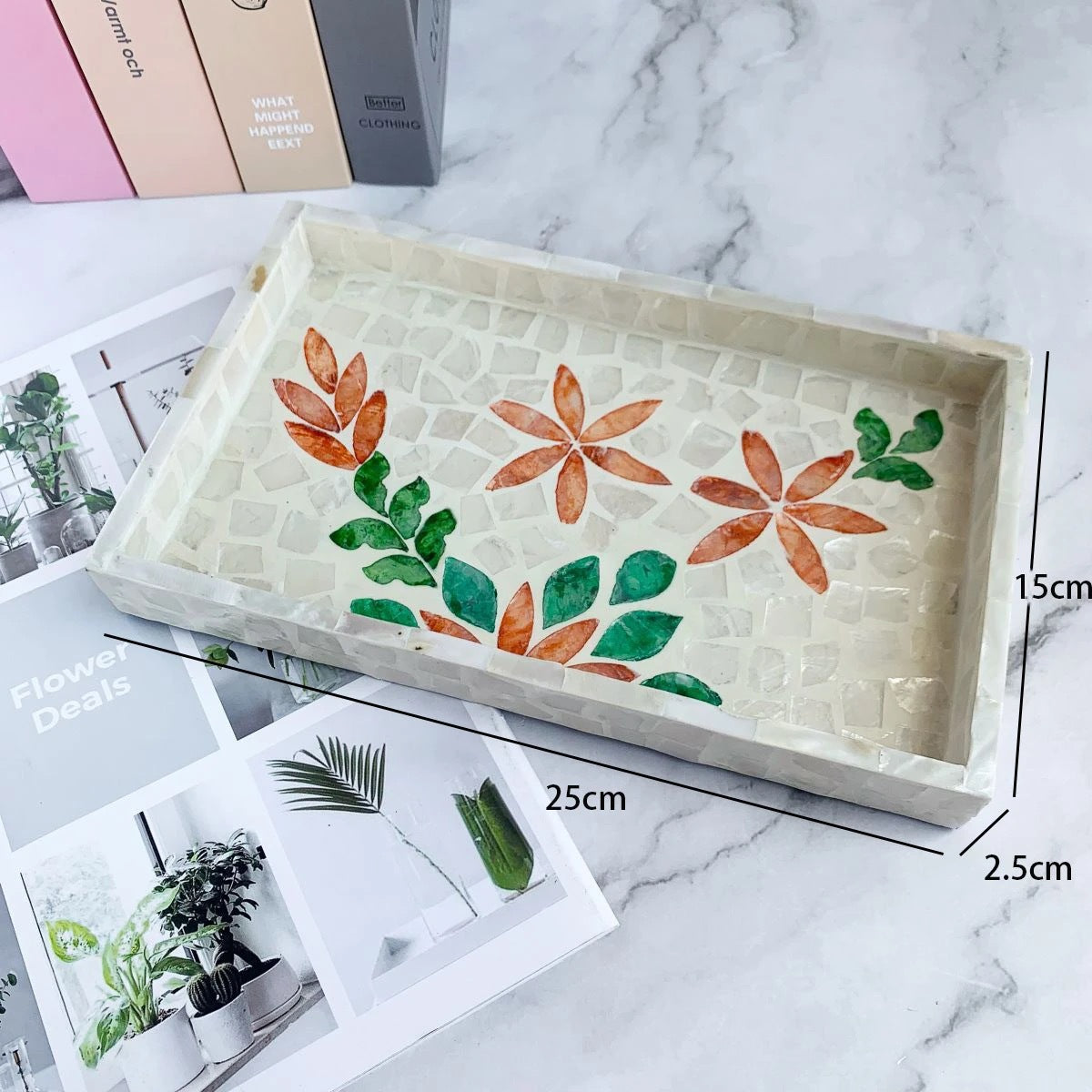 Natural Luxury Pearl Shell Tray Rectangular Nordic Style Fruit Dessert Decorative Shell Serving Tray