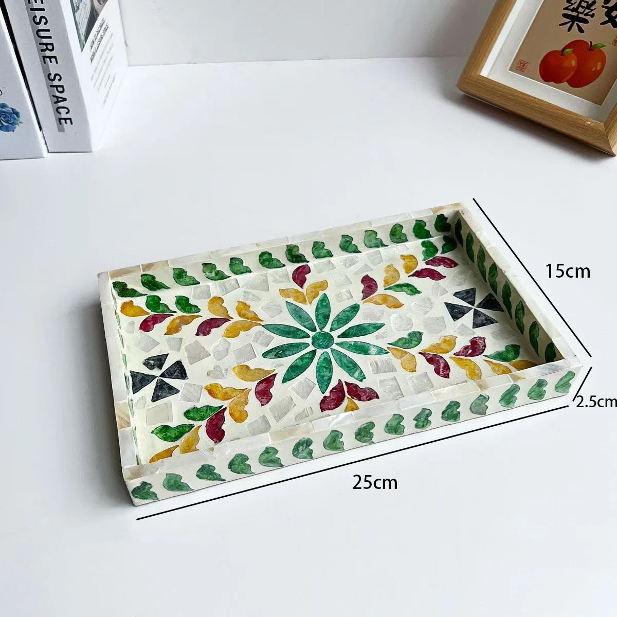 Natural Luxury Pearl Shell Tray Rectangular Nordic Style Fruit Dessert Decorative Shell Serving Tray