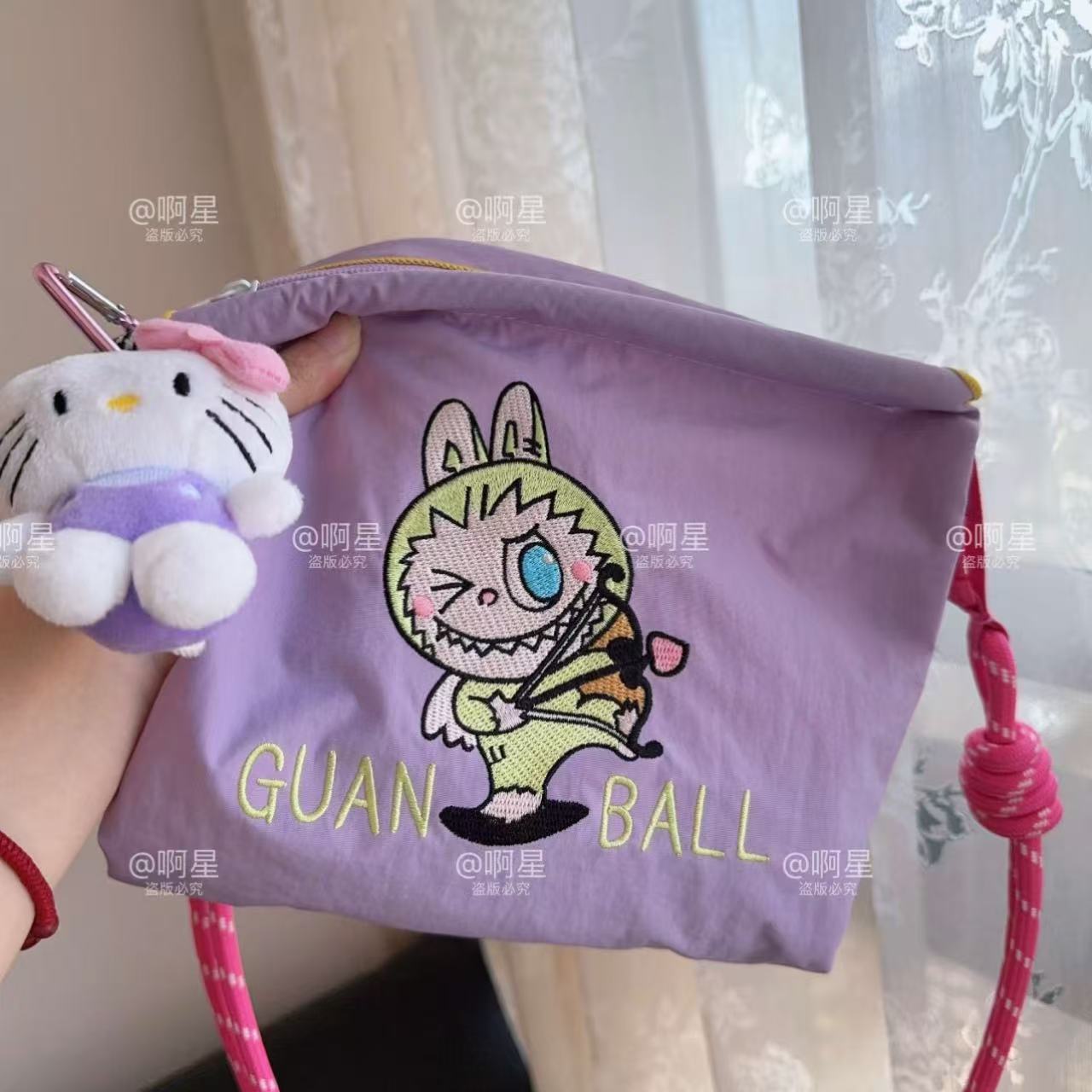 Embroidery Labubu Shoulder Bag Size S