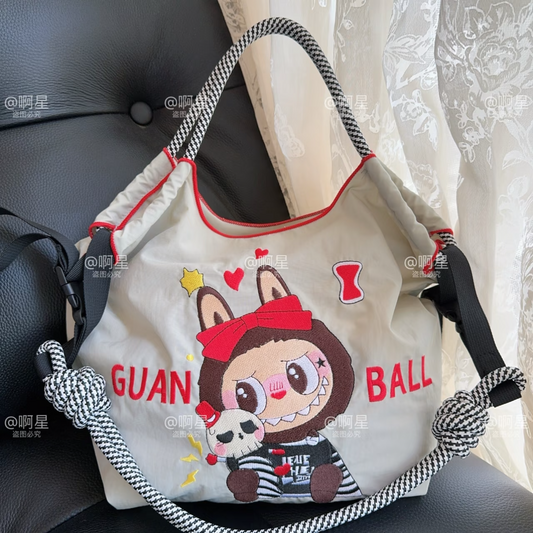 Embroidery Labubu Shoulder Bag Size M