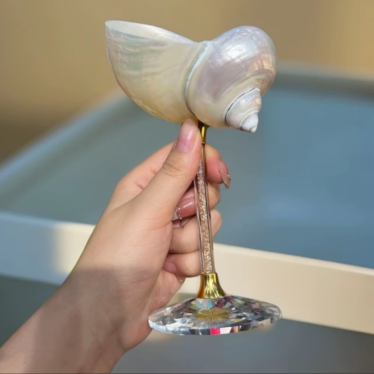 Handmade Conch Goblet for Decoration